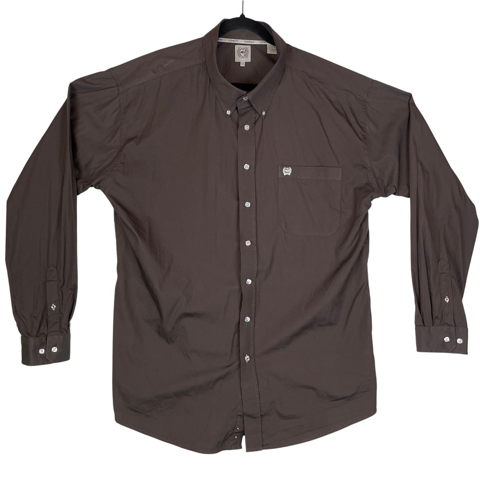 Cinch Mens Brown Long Sleeve Button Up Shirt Western Cowboy Style XXL MTW1104236